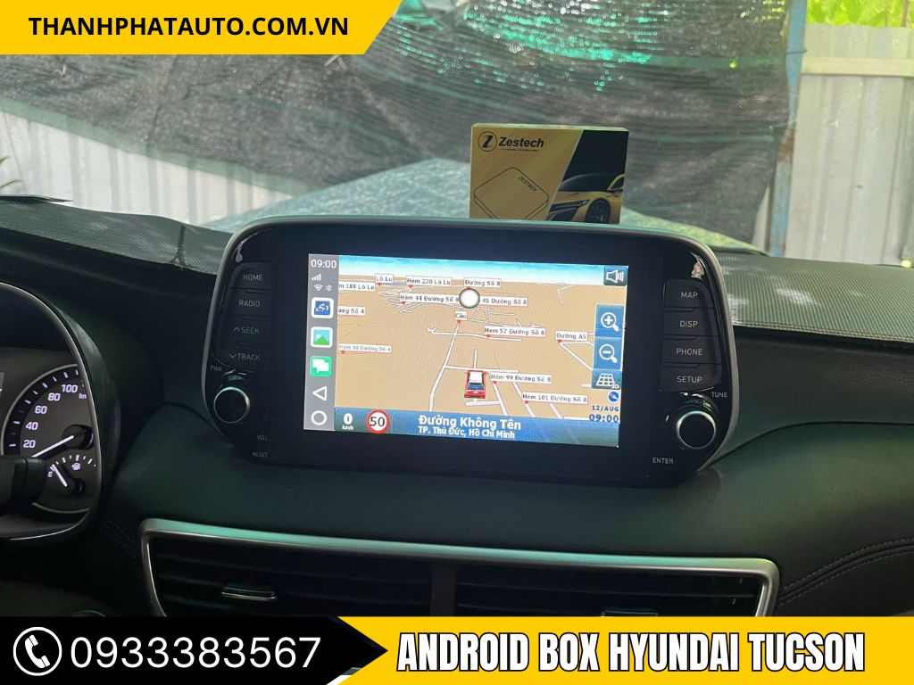 Lắp android box DX265 cho xe Tucson