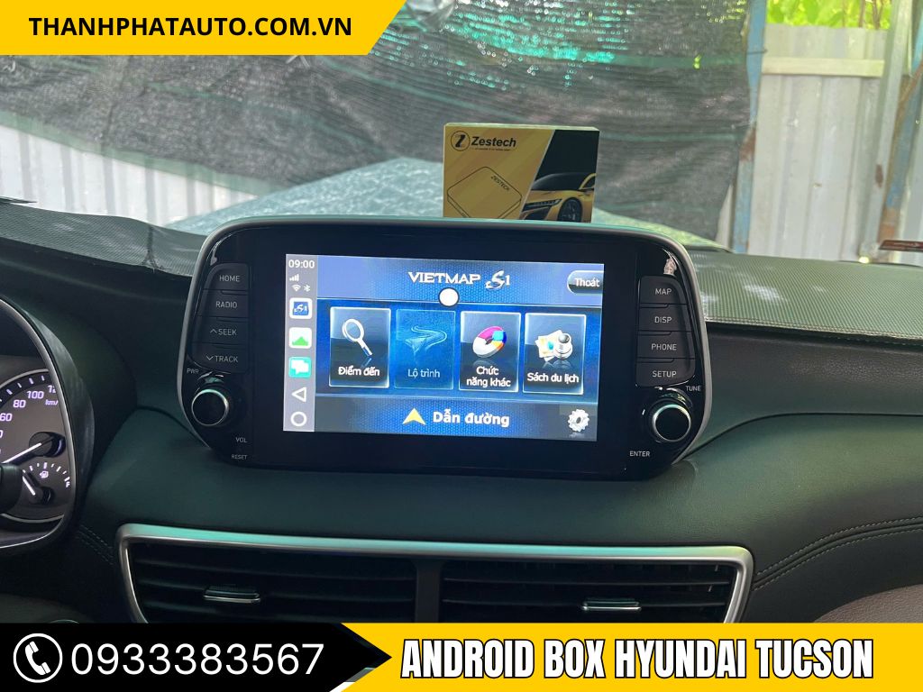 Lắp android box DX265 cho xe Tucson