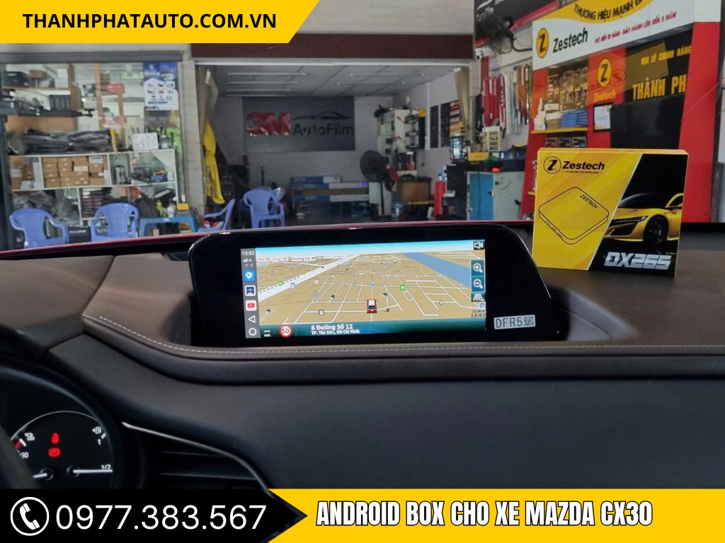 Android Box ô tô tại Tây Ninh – lắp đặt Zestech DX265 cho xe Mazda CX30 tại Thành Phát Auto, hỗ trợ VietMap, Google Maps, YouTube và điều khiển giọng nói tiếng Việt, giữ nguyên màn hình zin, thi công nhanh, an toàn tuyệt đối.