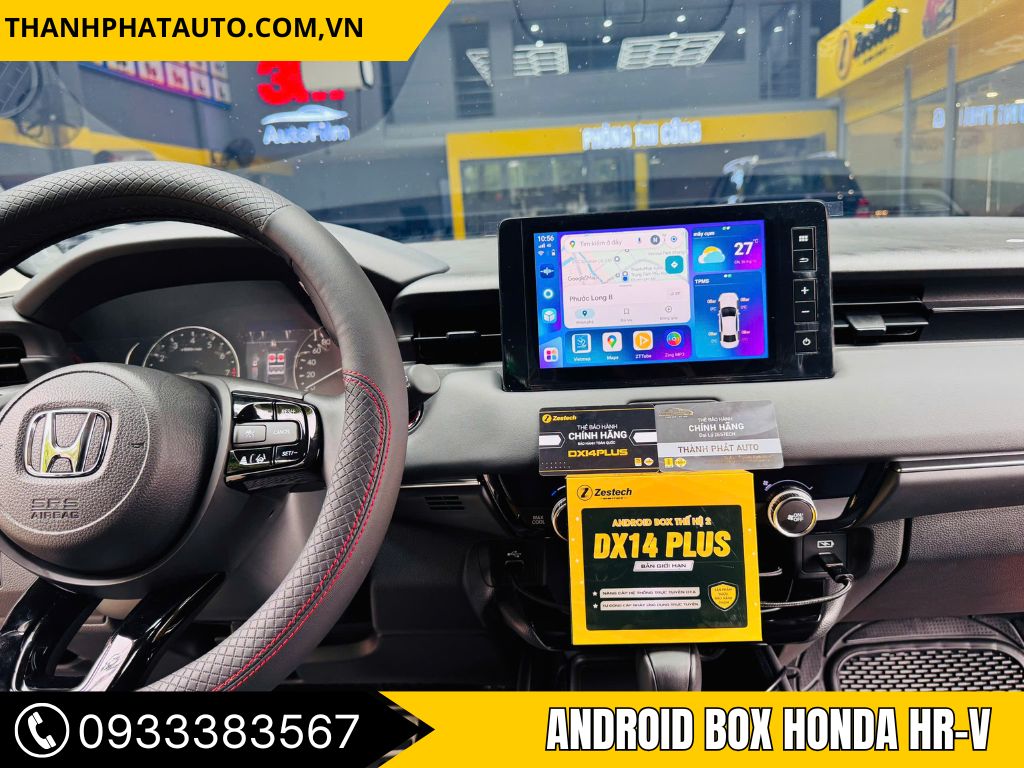 lắp đặt Android Box Zestech DX14 Plus cho xe Honda HR-V tại trung tâm Thành Phát Auto TP.HCM. Thiết bị Android Box ô tô chính hãng giúp biến màn hình zin thành hệ điều hành Android đầy đủ ứng dụng, hỗ trợ bản đồ Vietmap, YouTube, điều khiển giọng nói, kết nối WiFi – 4G, mang lại trải nghiệm giải trí và lái xe an toàn, tiện nghi cho chủ xe Honda HR-V.