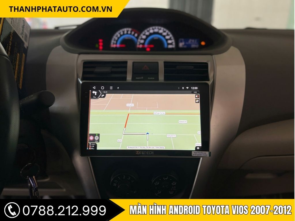 Màn hình Android Zestech cho Toyota Vios 2007-2012, với giao diện mượt mà và dễ sử dụng, cải thiện trải nghiệm lái xe.