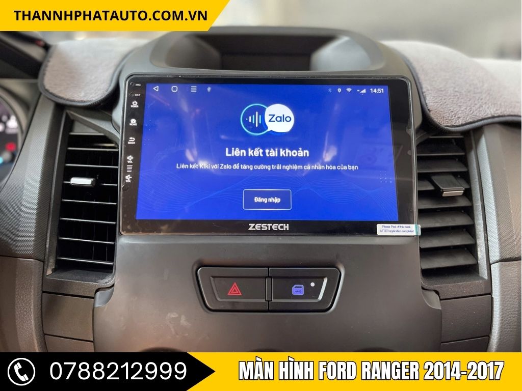 Màn hình Ford Ranger 2014-2017 giúp bạn kết nối dễ dàng với ứng dụng Zalo, cho phép bạn gọi điện, nhắn tin, hoặc nhận thông báo ngay trên màn hình lớn mà không cần phải rời tay khỏi vô lăng. Một tính năng tiện lợi cho những ai cần sự kết nối liên tục.