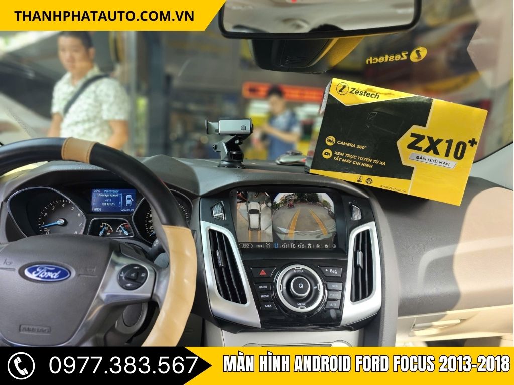 Màn hình Android Ford Focus 2013-2018 hiển thị camera lùi rõ nét