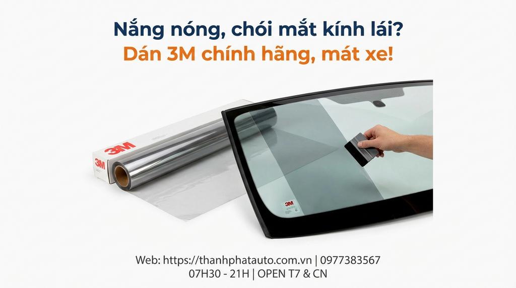 Nắng nóng, chói mắt kính lái? Dán 3M chính hãng, mát xe!