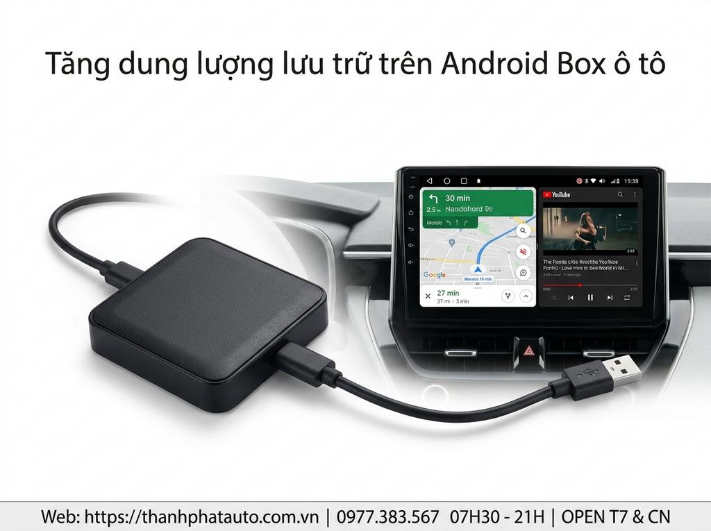 Tăng dung lượng lưu trữ trên Android Box ô tô