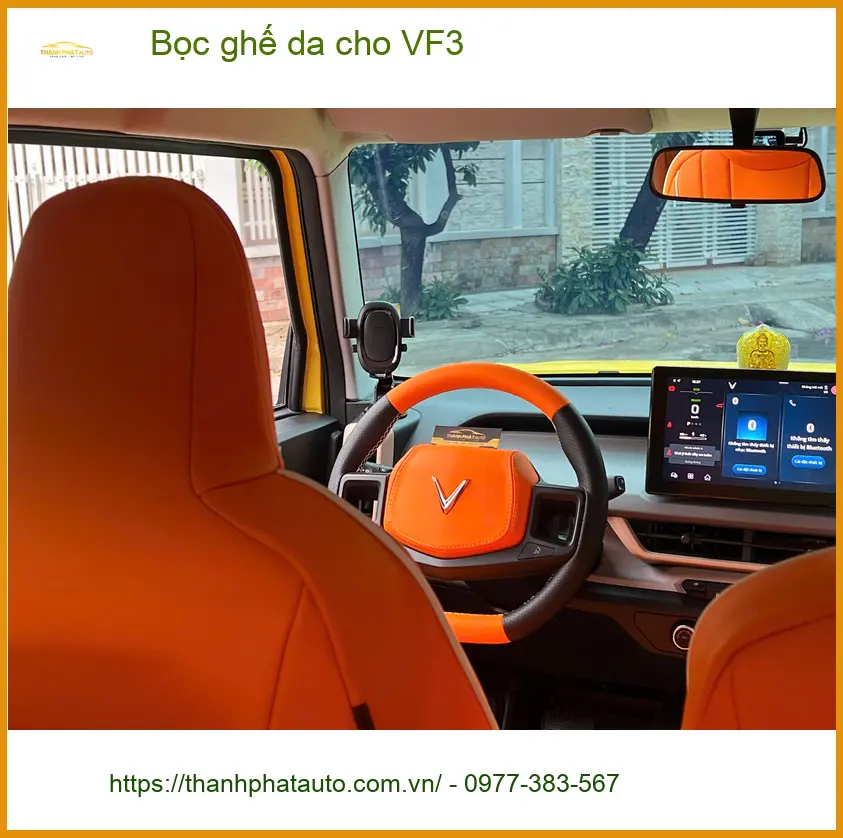 Chị Thảo bọc ghế da cho VF3 ở Quận 9 để nội thất xe luôn mới đẹp