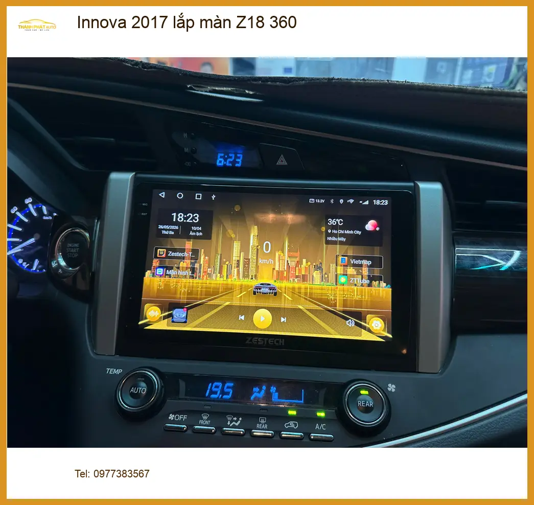 Anh Quang Minh lắp màn Z18 360 cho Innova 2017 tại Hóc Môn để lái xe an toàn hơn
