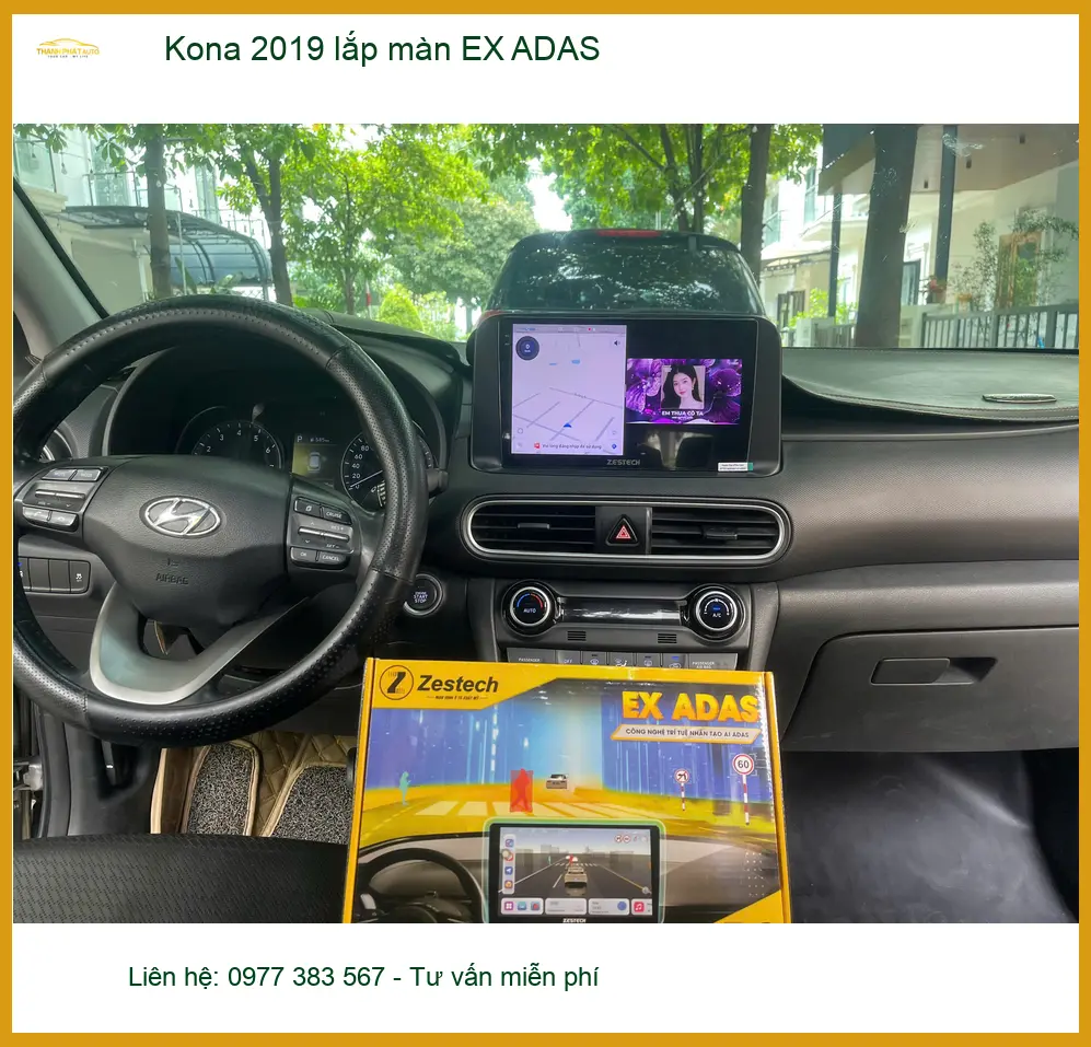 Anh Quang lắp màn hình EX ADAS cho Kona 2019 tại Quận 12 để lái xe an toàn ảnh thực tế 2