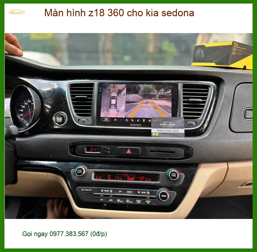 Anh Thiên lắp màn hình Z18 360 cho Kia Sedona tại Củ Chi để dễ dàng quan sát khi lùi xe ảnh thực tế 2