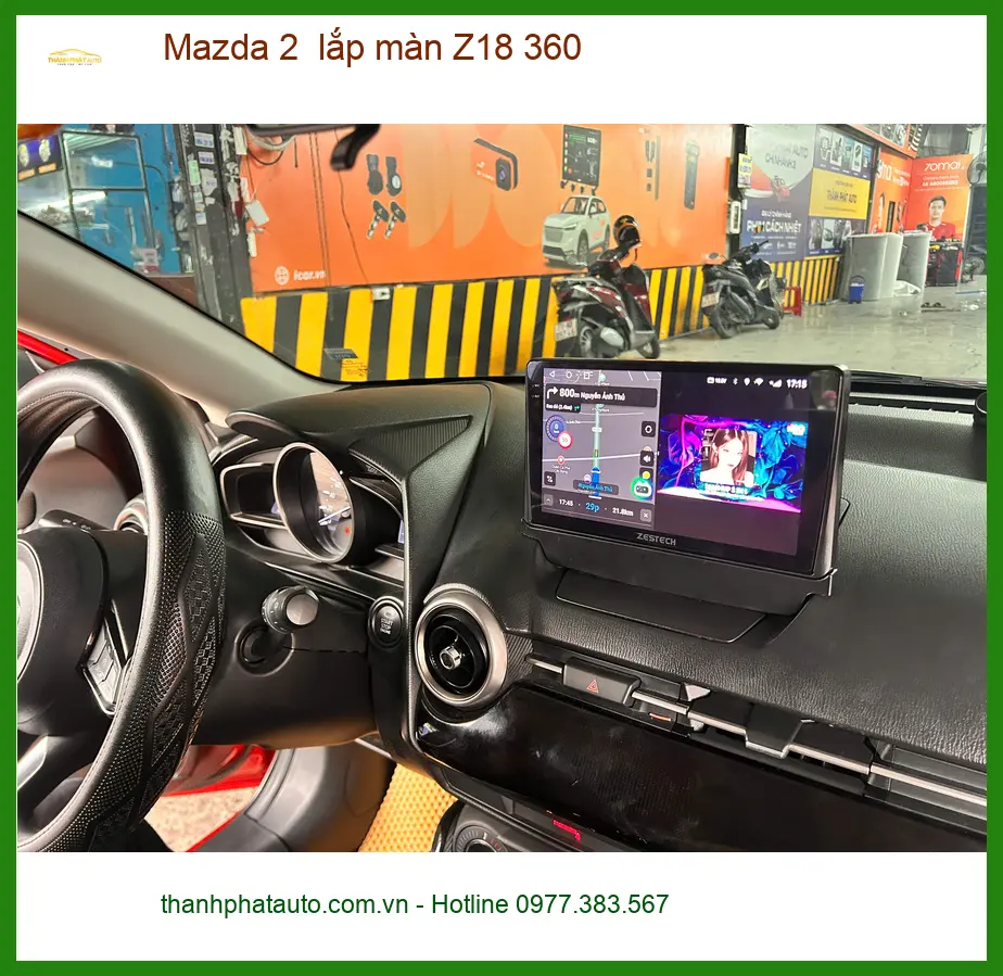 Anh Khải lắp màn Z18 360 cho Mazda 2 tại Quận Thủ Đức để an tâm hơn khi đỗ xe ảnh thực tế 5