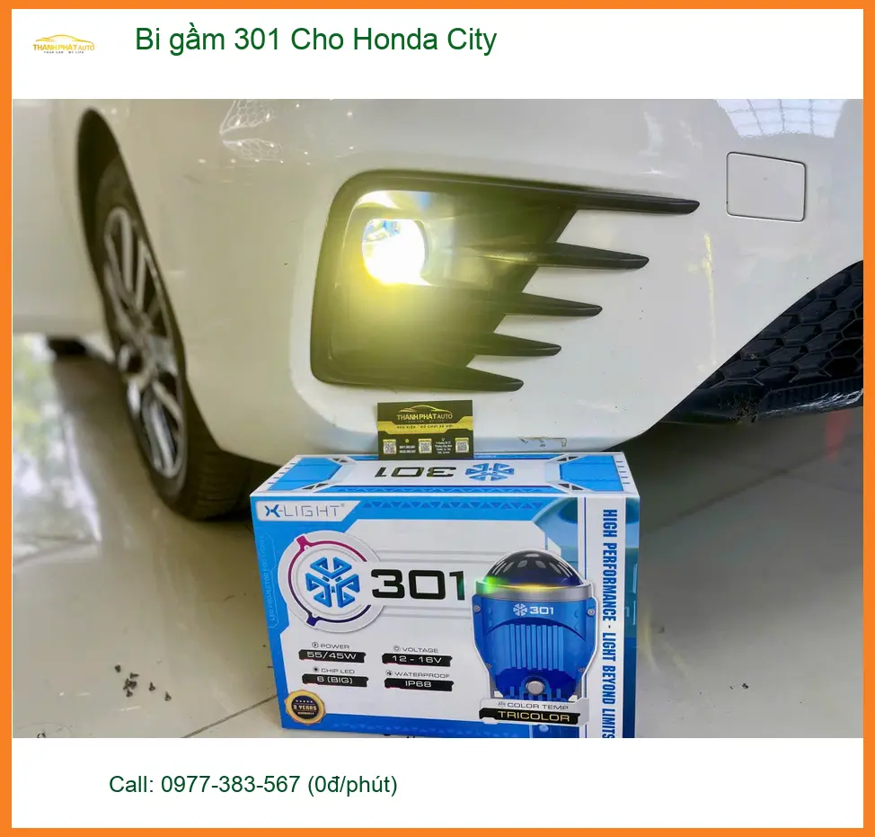 Chị Thảo độ bi gầm 301 cho Honda City tại Quận 10 vì đèn zin yếu khi đi đêm