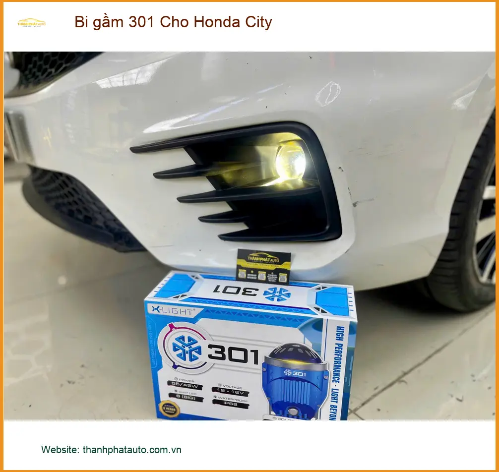 Chị Mai Anh độ bi gầm 301 cho Honda City tại Quận 2 vì đèn zin không đủ sáng khi trời mưa lớn ảnh thực tế 3