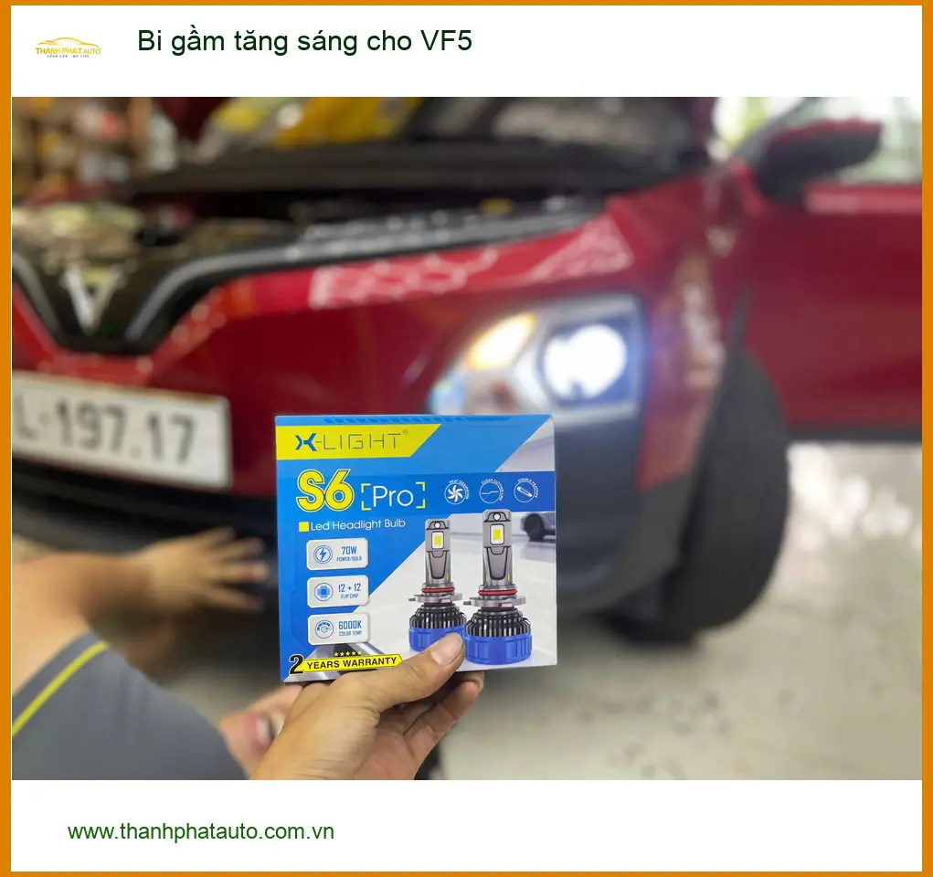Chị Thảo độ bi gầm tăng sáng cho VinFast VF5 ở Quận 7 vì đèn zin tối ảnh thực tế 3