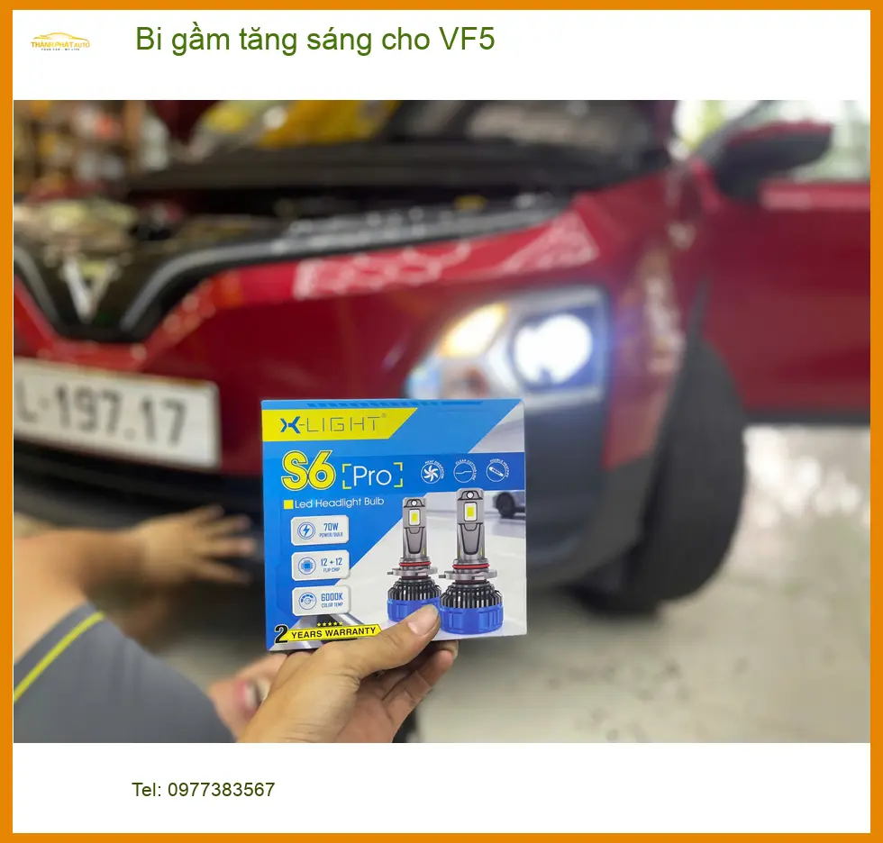 Anh Tuấn Kiệt lắp bi gầm tăng sáng cho VinFast VF5 Quận 12 vì đèn zin quá yếu