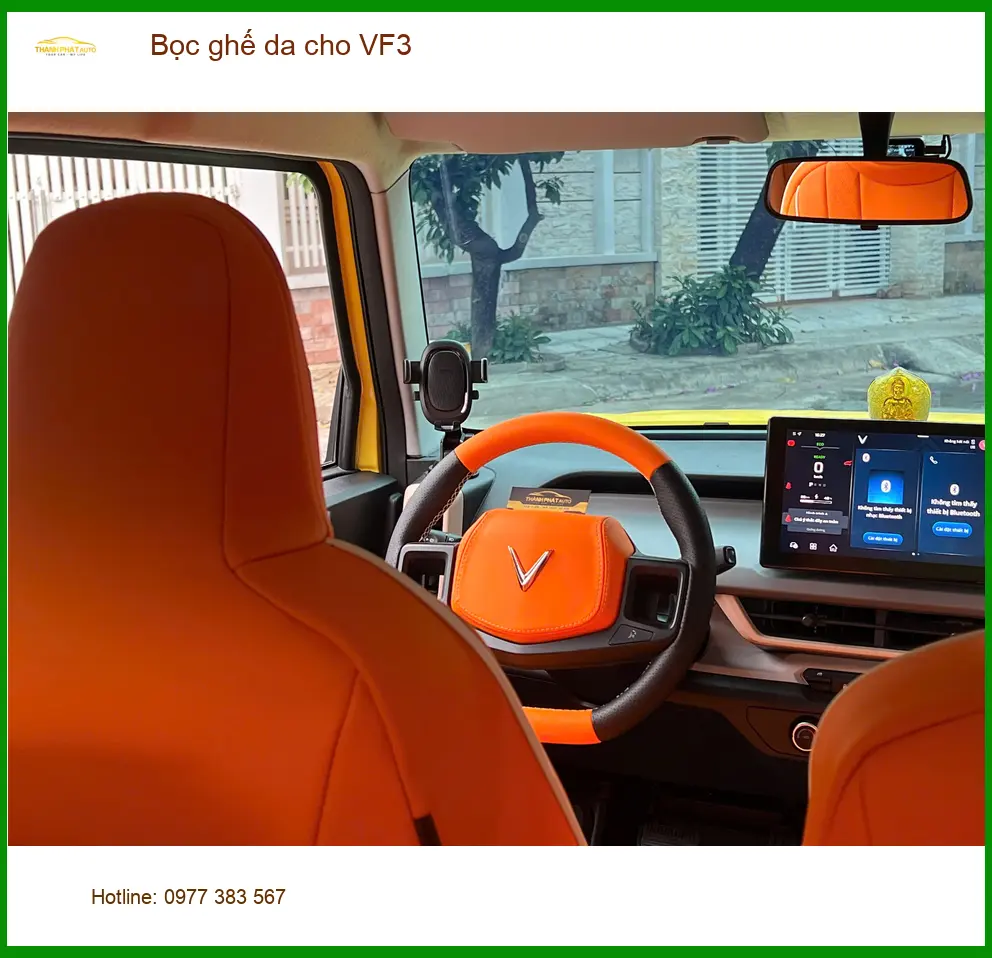 Anh Khang bọc ghế da cho VinFast VF3 tại Quận Tân Phú để tăng vẻ sang trọng