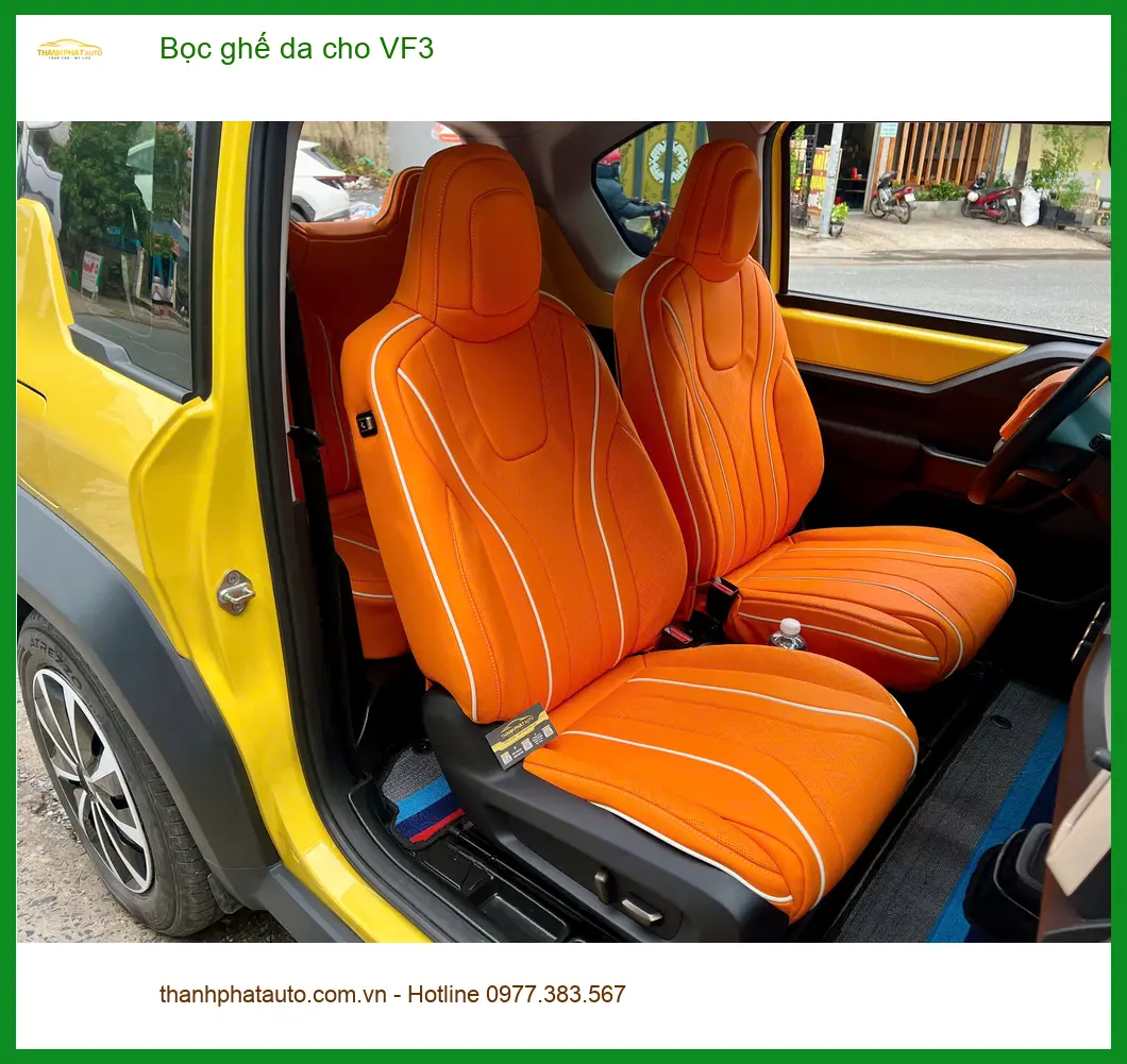 Anh Khang bọc ghế da cho VinFast VF3 tại Quận Tân Phú để tăng vẻ sang trọng ảnh thực tế 3