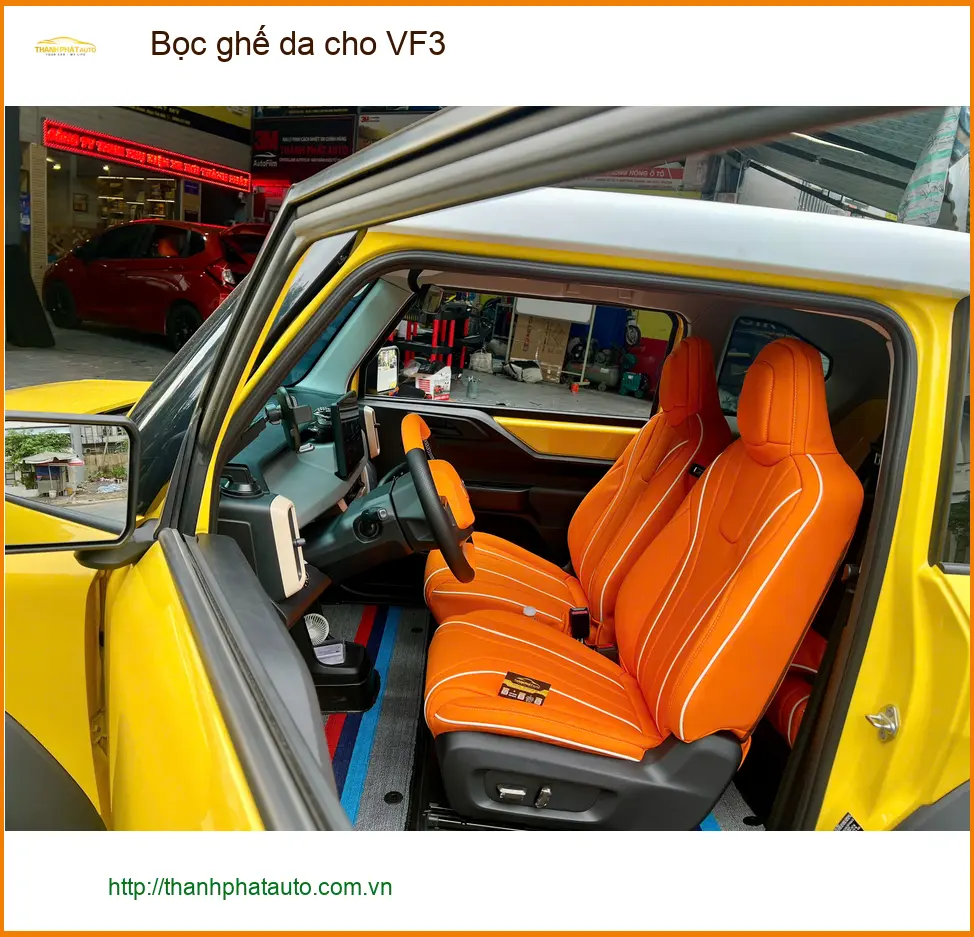 Anh Khang bọc ghế da cho VinFast VF3 tại Quận Tân Phú để tăng vẻ sang trọng ảnh thực tế 5