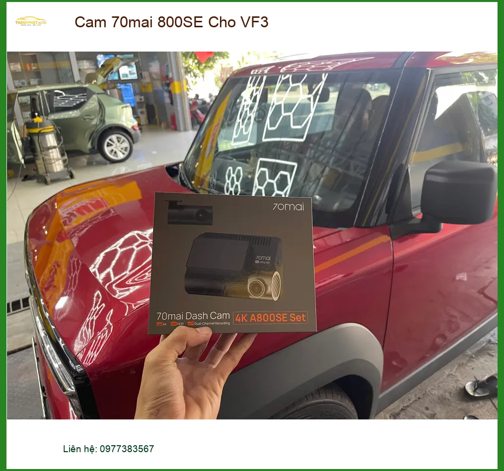 Anh Long lắp Cam 70mai 800SE cho VinFast VF3 Quận 10 để yên tâm khi đậu xe