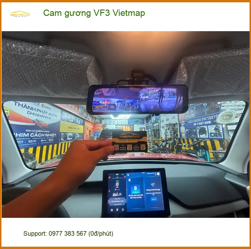 Anh Minh lắp cam gương Vietmap cho VinFast VF3 tại Quận Thủ Đức để ghi lại mọi hành trình. ảnh thực tế 3