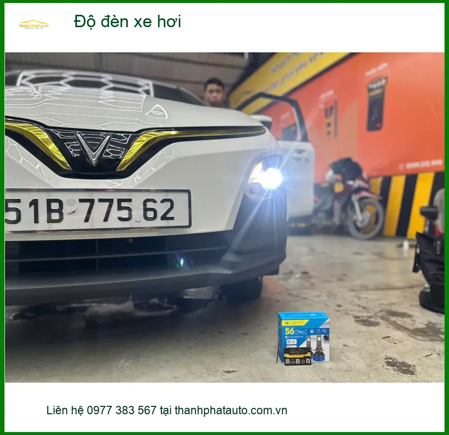 Chị Thảo độ đèn xe hơi Hyundai Santa Fe tại Quận 9 vì đèn zin quá tối khi đi đêm ảnh thực tế 3
