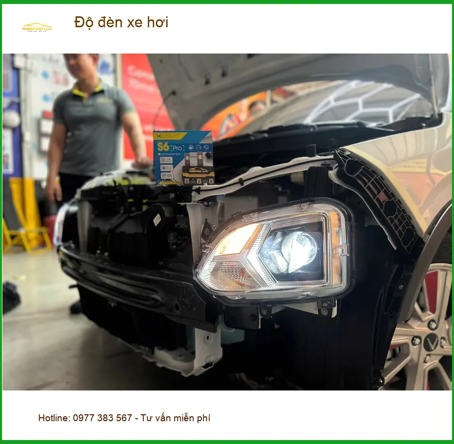Chú Bình độ đèn xe hơi Kia Carnival ở Quận 1 vì đèn zin quá mờ khi đi đêm ảnh thực tế 3