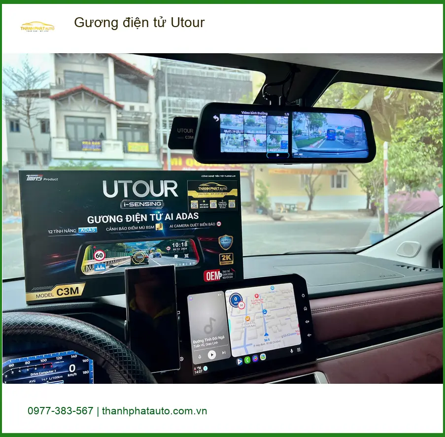 Chú Tùng lắp Gương điện tử Utour cho Hyundai Accent để quan sát tốt hơn khi về Cần Giờ