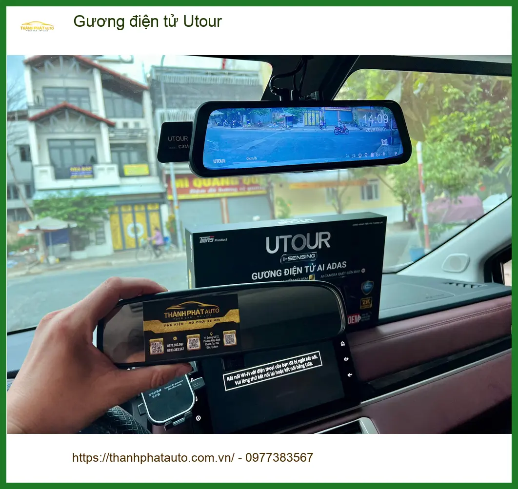 Chú Tùng lắp Gương điện tử Utour cho Hyundai Accent để quan sát tốt hơn khi về Cần Giờ ảnh thực tế 2