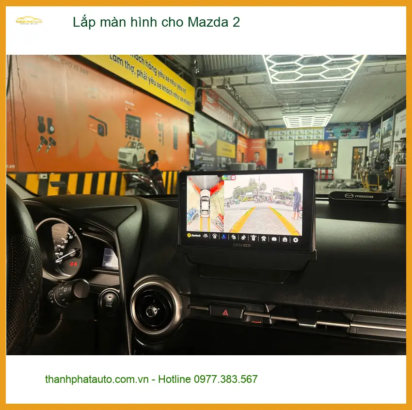 Anh Huy lắp màn hình Android cho Mazda 2 tại Hóc Môn để xem YouTube khi kẹt xe ảnh thực tế 3