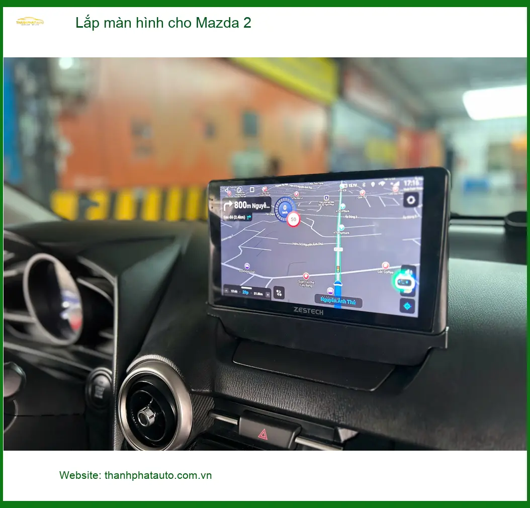 Anh Huy lắp màn hình Android cho Mazda 2 tại Hóc Môn để xem YouTube khi kẹt xe ảnh thực tế 4