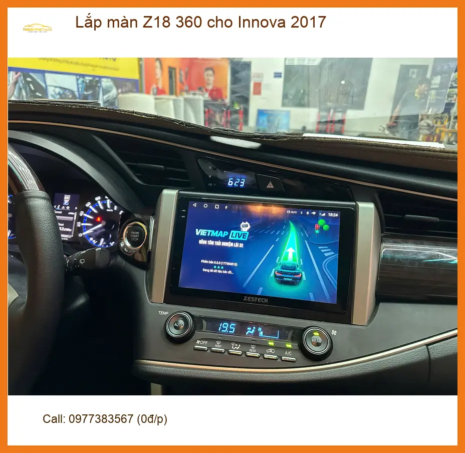 Anh Tùng lắp màn Z18 360 cho Innova 2017 tại Gò Vấp để lái an toàn hơn