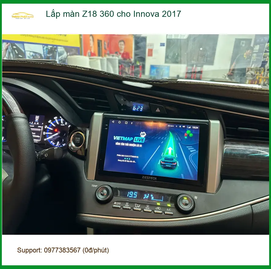 Anh Quang lắp màn Z18 360 cho Innova 2017 tại Nhà Bè để lái xe an toàn hơn