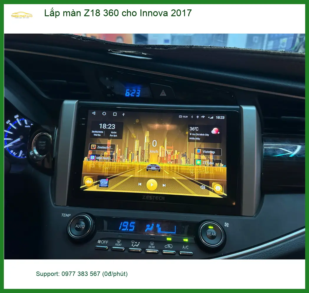 Anh Quang lắp màn Z18 360 cho Innova 2017 tại Nhà Bè để lái xe an toàn hơn ảnh thực tế 3