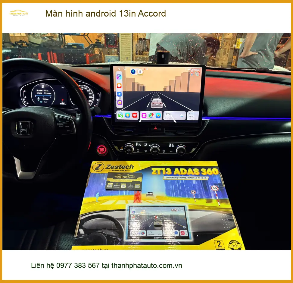 Chị Bích Vân lắp Màn hình android 13in Accord tại Cần Giờ
