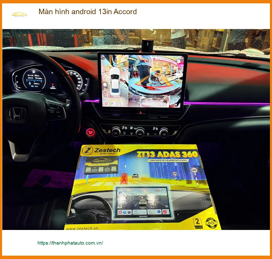 Chị Thảo gắn màn hình Android 13in Honda Accord tại Quận 11 vì màn hình zin đã cũ và thiếu tính năng ảnh thực tế 2