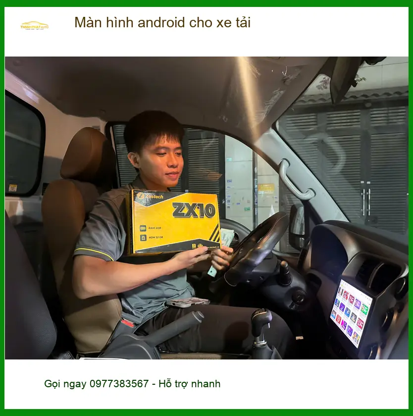 Anh Minh lắp màn hình Android xe tải Hino tại Gara uy tín Quận 11 ảnh thực tế 2