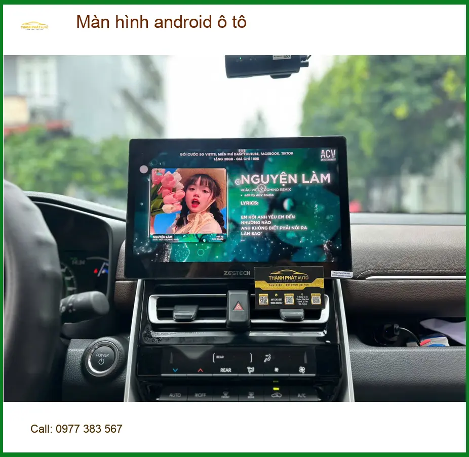 Chị Yến lắp màn hình android ô tô cho Hyundai Santa Fe tại Quận 9