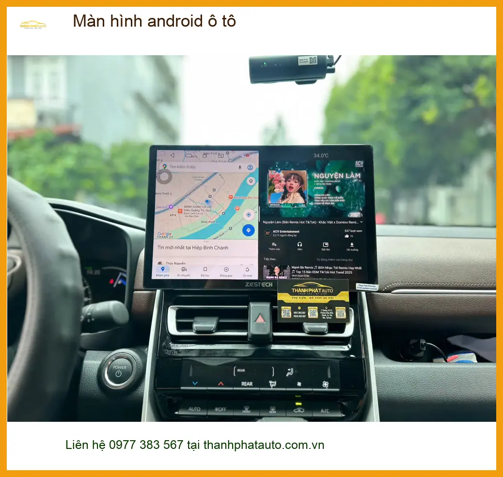 Chị Yến lắp màn hình android ô tô cho Hyundai Santa Fe tại Quận 9 ảnh thực tế 2