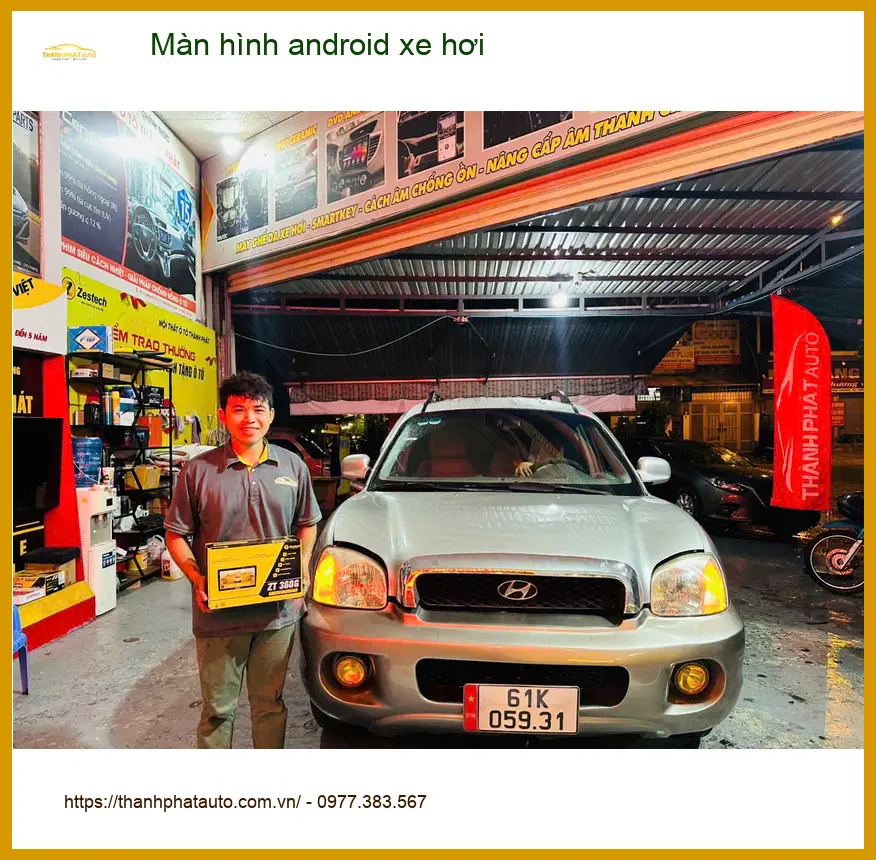 Chị Thảo nâng cấp màn hình Android xe Hyundai Santa Fe tại Tân Phú ảnh thực tế 2