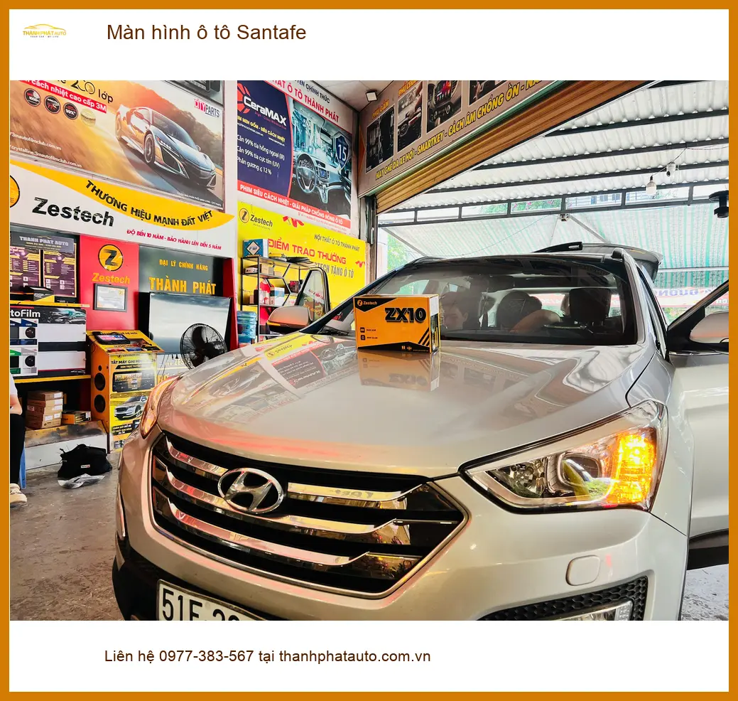 Anh Tấn lắp màn hình ô tô Santafe ở Quận Tân Bình vì màn hình zin đã cũ ảnh thực tế 5