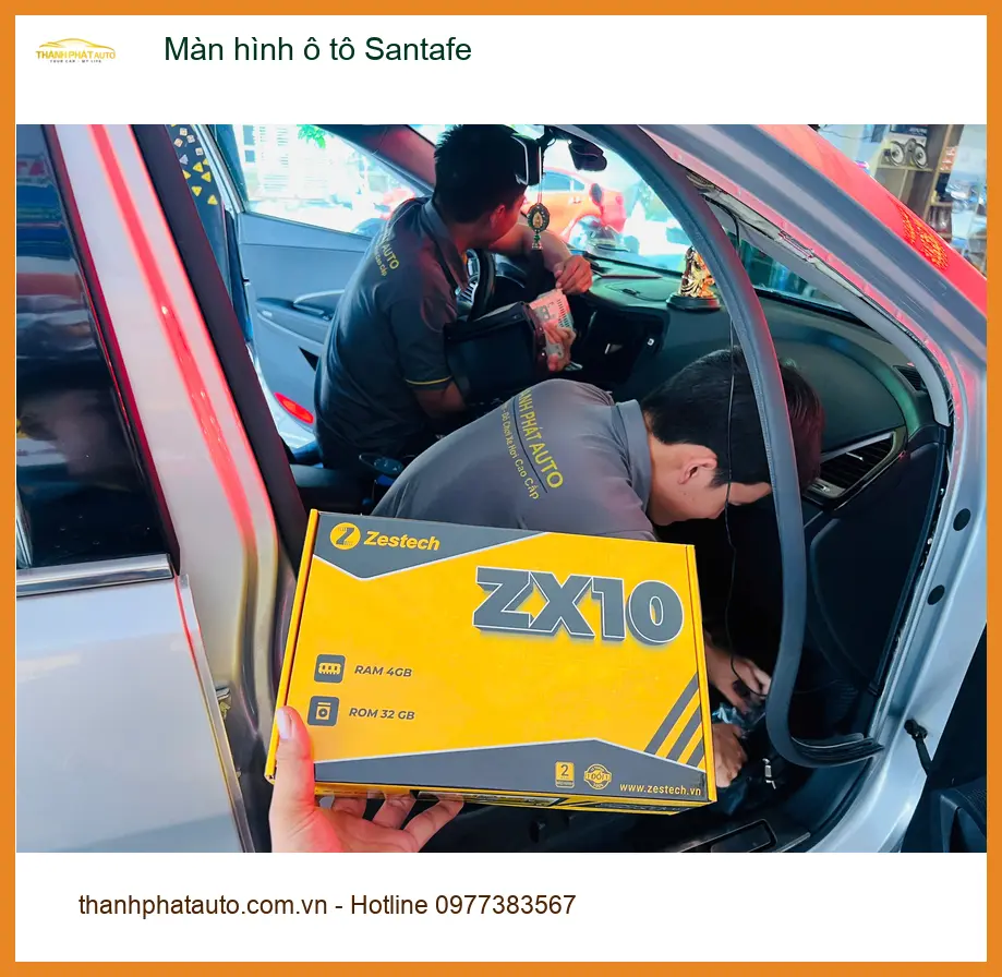 Anh Khải lắp màn hình ô tô Santafe tại Quận 12 để có trải nghiệm lái tốt hơn ảnh thực tế 4