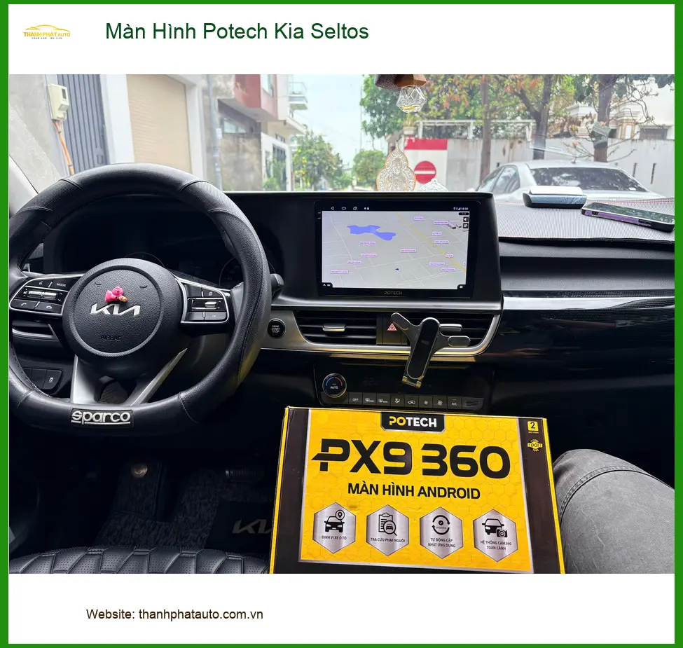 Chú Quang Lắp Màn Hình Potech Kia Seltos tại Quận 9 để có bản đồ dẫn đường thông minh ảnh thực tế 5