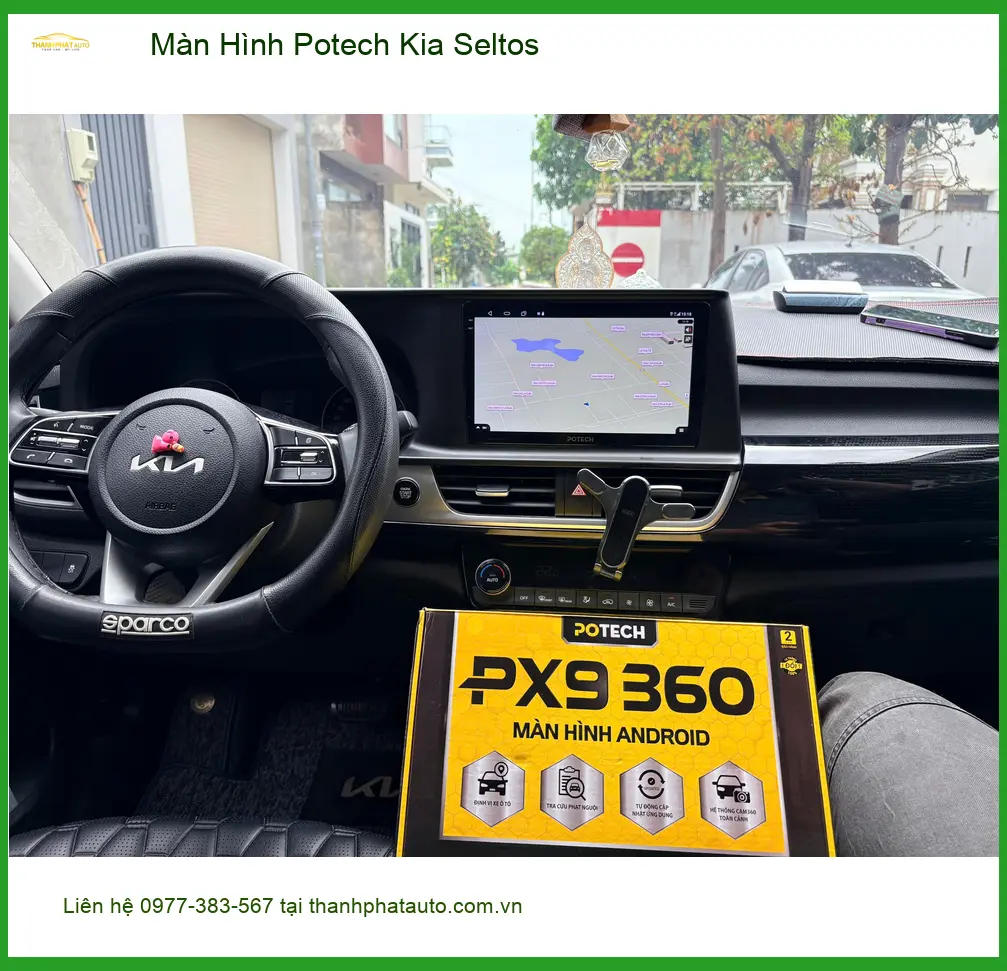 Anh Khang lắp Màn Hình Potech cho Kia Seltos ở Quận 8 vì màn hình zin đã cũ ảnh thực tế 2