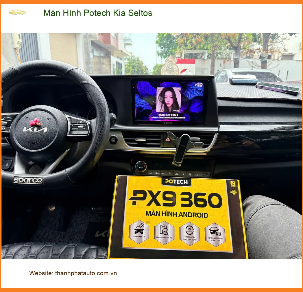 Anh Khang lắp Màn Hình Potech cho Kia Seltos ở Quận 8 vì màn hình zin đã cũ ảnh thực tế 5