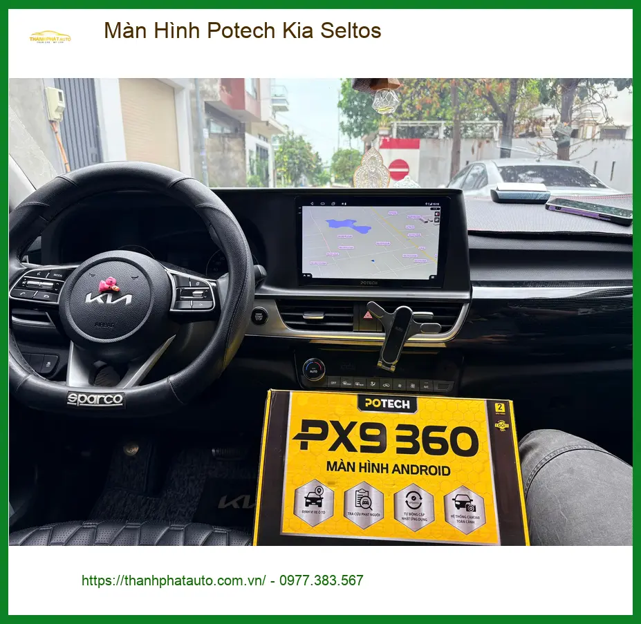 Anh Kiên lắp Màn Hình Potech cho Kia Seltos tại Quận Gò Vấp vì màn zin ít tính năng ảnh thực tế 2