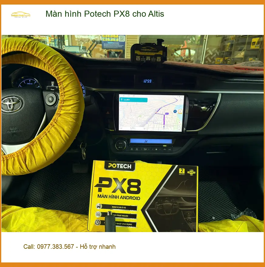 Anh Quang lắp màn hình Potech PX8 cho Altis tại Quận Phú Nhuận