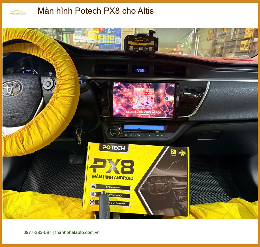Anh Kỷ lắp màn hình Potech PX8 cho Altis tại Hóc Môn để nâng cấp giải trí