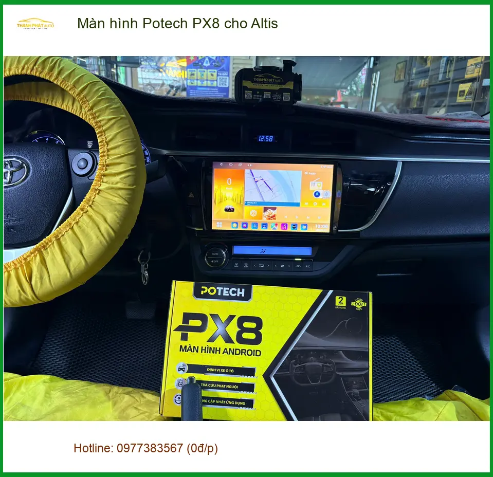 Chú Cường lắp màn hình Potech PX8 cho Altis tại Quận 9 để nâng cấp trải nghiệm lái xe