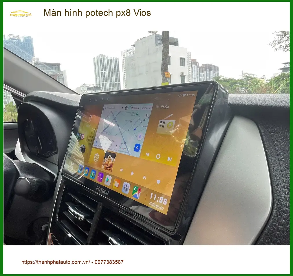 Anh Tấn lắp Màn hình Potech PX8 cho Vios tại Quận 5 vì màn zin đã cũ ảnh thực tế 4