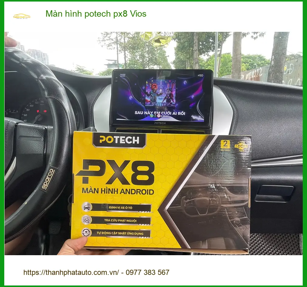 Chú Hưng lắp màn hình Potech PX8 cho Vios tại Quận 6 thay màn hình cũ. ảnh thực tế 2