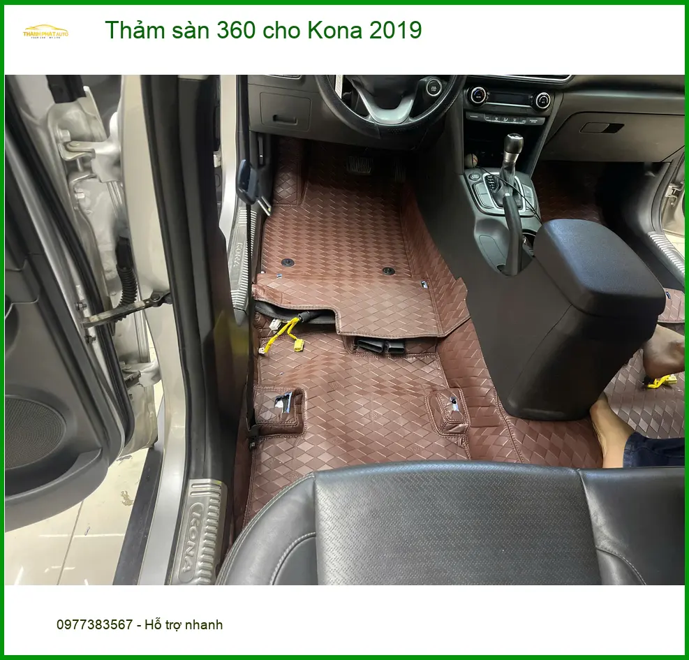 Chị Thanh lắp Thảm sàn 360 cho Kona 2019 tại Hóc Môn để giữ xe sạch sẽ